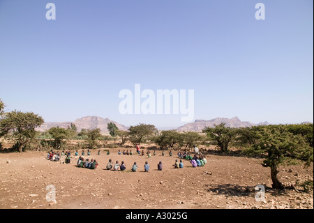 Children play a game during a school break in the Tigray region of northern Ethiopia Stock Photo