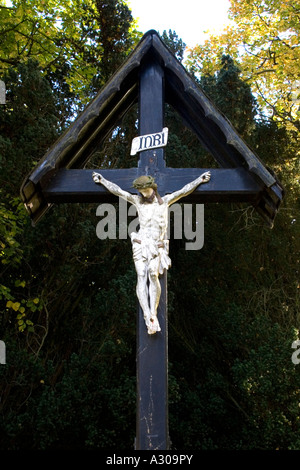 Celtic Cross in graveyard Ireland Stock Photo