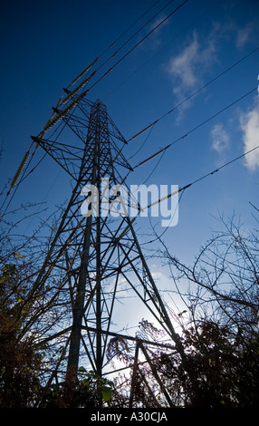 High Voltage Electricity Pylon in UK Countryside Stock Photo