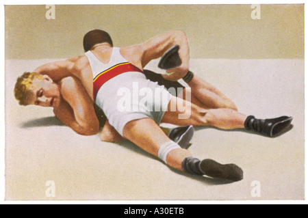 Olympics 1932 Wrestling Stock Photo