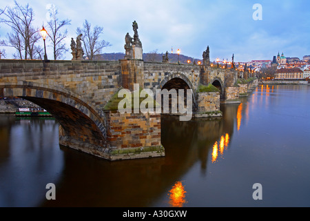 Charles Bridge Vltava River Prague Czech Republic Europe Stock Photo