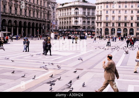people milling around in Duomo Sq mMlan Stock Photo
