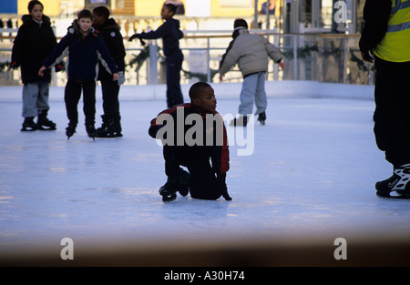 Ice skating Somerset House London England Stock Photo