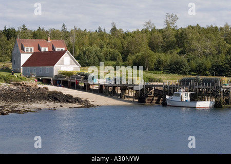 Burnt Island Lobster Wharf and landing in the Georges Islands of Muscongus Bay, Maine Stock Photo