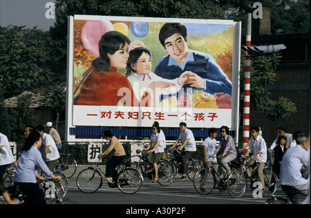 Billboard promoting one child policy in China Stock Photo