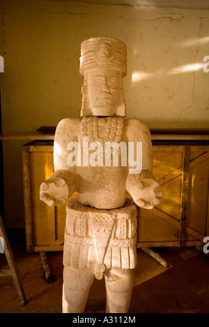 The restored Atlas statue from the Palace at the ruined Mayan city of Kabah in Mexico Stock Photo