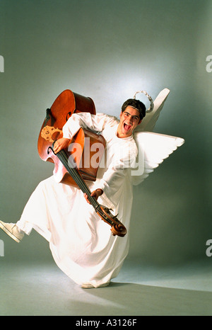 Angelboy plays Contrabass Stock Photo