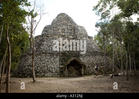 The Xaibe pyramid in the ruined city of Coba in Mexico Stock Photo