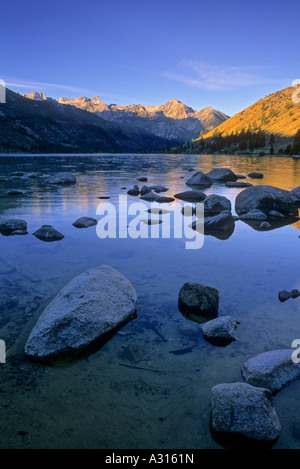 Sunrise at Lower Twin Lake in the Toiyabe National Forest, Sierra Nevada Mountain Range, California, USA Stock Photo