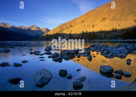 Sunrise at Lower Twin Lake in the Toiyabe National Forest, Sierra Nevada Mountain Range, California, USA Stock Photo