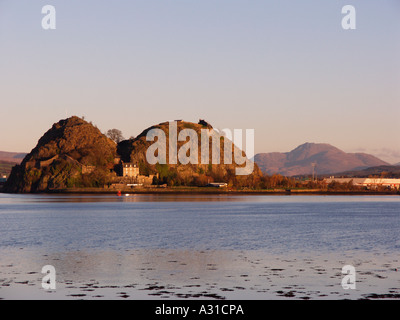 Dumbarton Rock, Dumbarton Castle and the River Clyde. Stock Photo