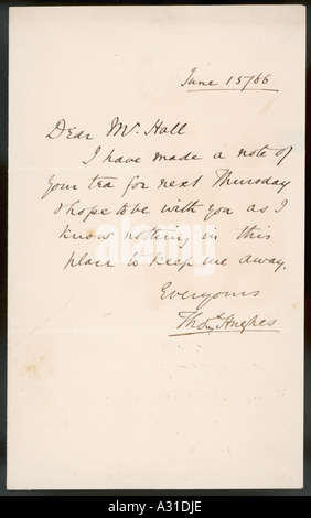 Thomas Hughes Letter Stock Photo