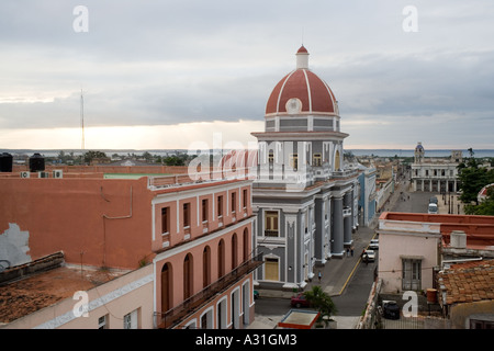 The Parque Jose Marti and the Ayuntamiento, the town hall, in Cienfuegos, Cuba Stock Photo