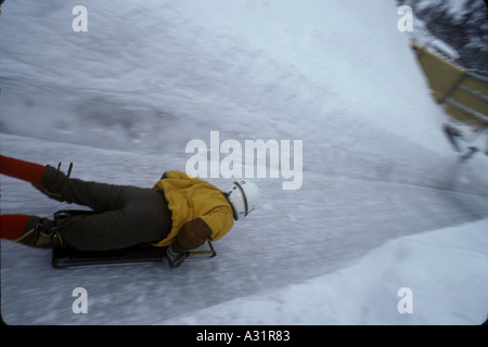 bob sleigh cresta run st moritz switzerland 1992 Stock Photo