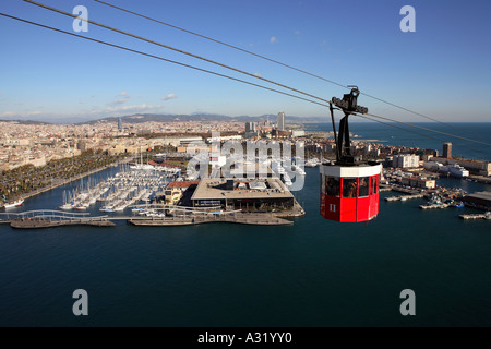 Aerial view of Barcelona marina Stock Photo