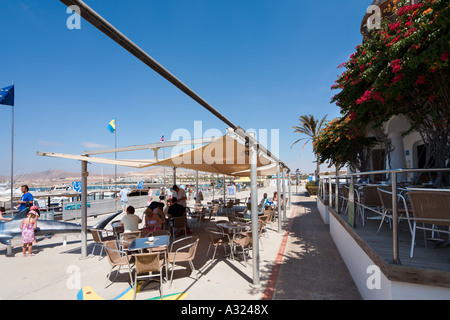 Harbourfront restaurant, Caleta de Fuste, Costa Caleta, Fuerteventura, Canary Islands, Spain Stock Photo