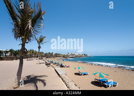 Beach at Playa Bastian, Costa Teguise, Lanzarote, Canary Islands, Spain Stock Photo