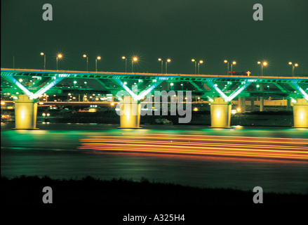 A night view of bridge in Seoul, Korea. Stock Photo