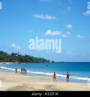 People walking on Mount Irvine Bay Beach, Tobago, Trinidad and Tobago, West Indies, Caribbean Stock Photo