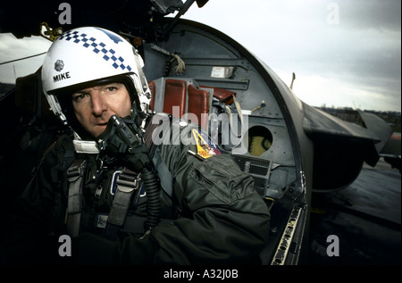 pilot in the cockpit of a 111 fighter jet aircraft before takeoff Stock Photo