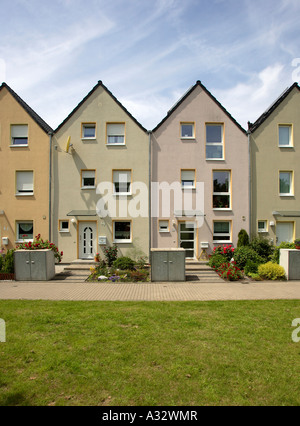 Terraced houses in the solar community in Gelsenkirchen, Germany Stock Photo