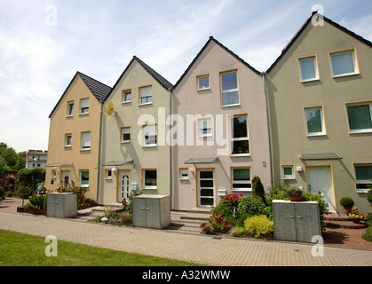 Terraced houses in the solar community in Gelsenkirchen, Germany Stock Photo
