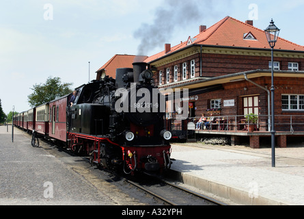 The narrow gauge engine Molli on a railway station, Germany Stock Photo