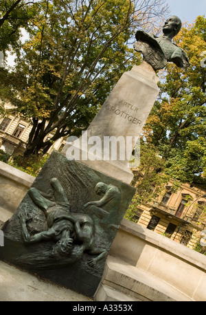 The statue of Artur Grottger in the Planty, Krakow, Poland. Stock Photo