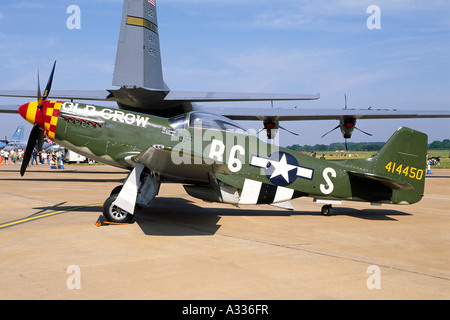P-51 Mustang, Old Crow, USAAF markings, Fairford,UK. North American P-51D Mustang. Stock Photo