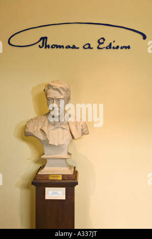 Bust and Signature of Thomas Alva Edison Thomas Edison House Louisville Kentucky Stock Photo