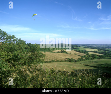 Para Glider in the Cotswolds viewed from Haresfield Hill, Gloucestershire Stock Photo