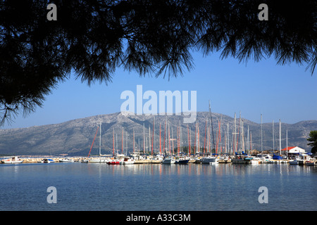 A small marina in the Lumbarda village on the island of Korcula in Croatia Stock Photo