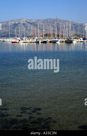 A small marina in the Lumbarda village on the island of Korcula in Croatia Stock Photo