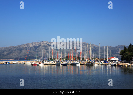 A small marina in the Lumbarda village on the island of Korcula in Croatia Stock Photo