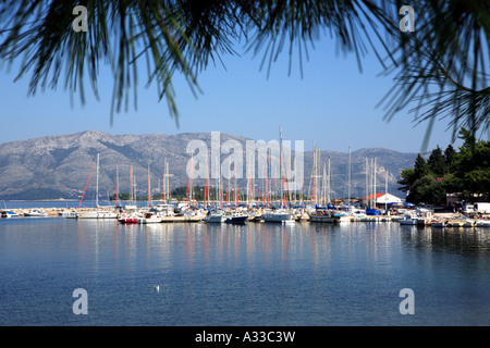 A small marina in the Lumbarda village on the island of Korcula in Croatia Stock Photo