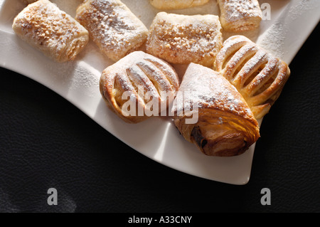 Danish Pastries on a white plate Stock Photo