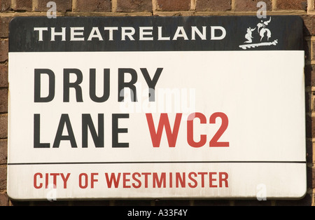 Drury Lane WC2 street sign. City of Westminster] Covent Garden  London England 2006 2000S HOMER SYKES
