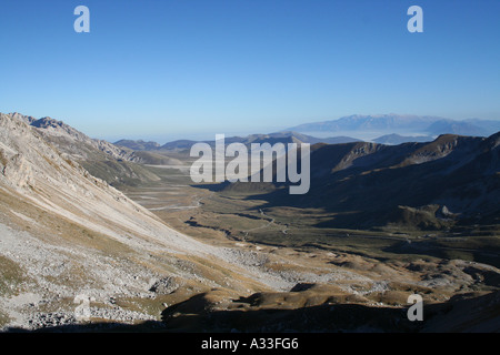 The vast plain of Campo Imperatore from the west end, Gran Sasso National Park Abruzzo region Italy Stock Photo