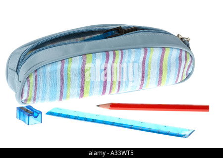 Pencil case on a white background Stock Photo