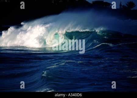 Big surf at Waimea Bay Hawaii Stock Photo
