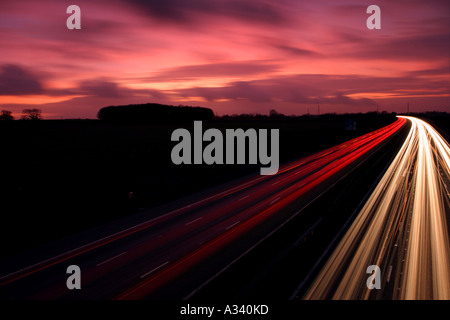 Motorway traffic trail shot. Stock Photo