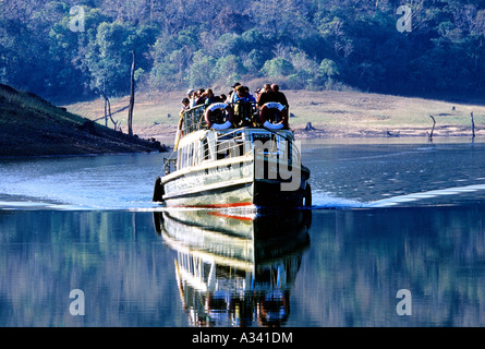 BOATING IN PERIYAR TIGER RESERVE THEKKADY KERALA Stock Photo