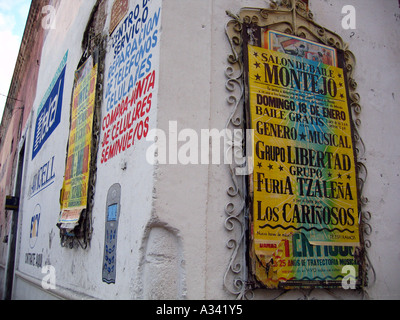 posters in the street, Merida, Yucatan, Mexico Stock Photo