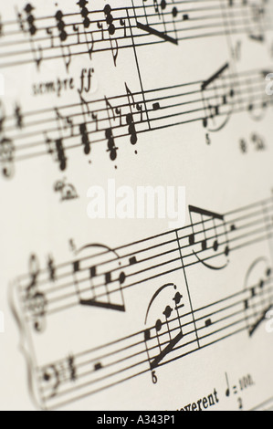 detailed photograph of musical notes on a page Stock Photo