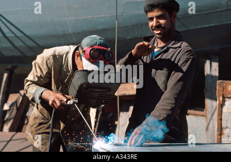 Solder in the harbour of Essaouira Morocco Stock Photo