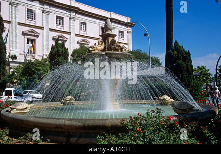 Tortuga Fountain, Avenida Ramon de Carranza, Cadiz, Spain Stock Photo