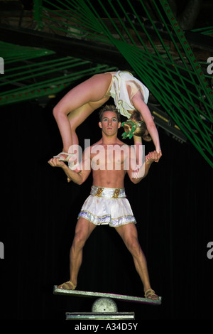 Acrobats performing at La Tropicana nightclub, Havana, Cuba Stock Photo