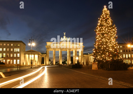 Brandenburg Gate in Berlin at christmas time, Germany, Berlin Stock Photo