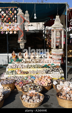 sales booth with sea animals, Greece, Rhodes Stock Photo
