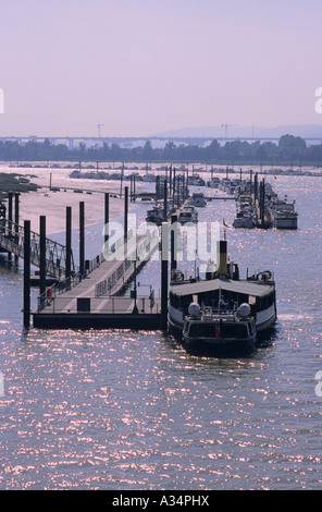 Boats and yachts moored on the River Medway at Rochester, Kent, UK Stock Photo